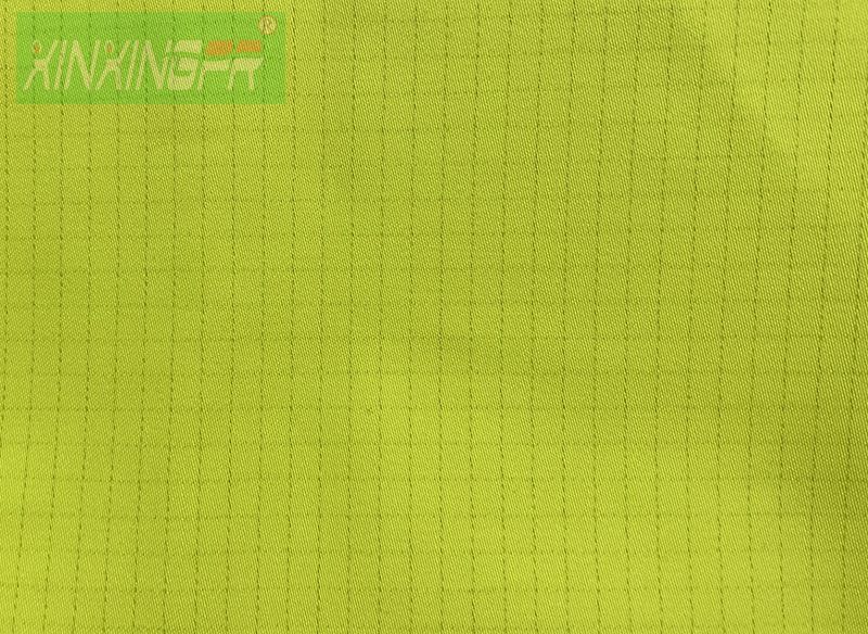 310gsm Satin CVC80/19/1  FR AST water repellent fluorescent yellow fabric