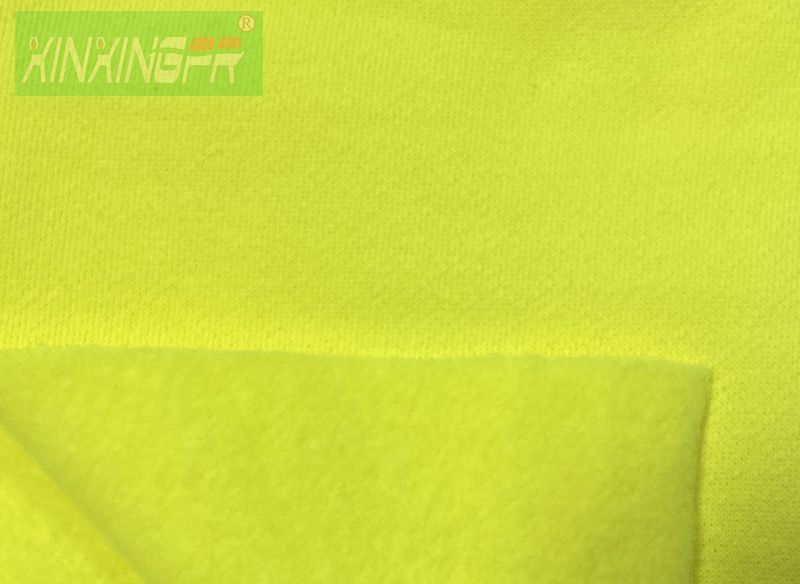FR Fleece 100% Cotton Hi-Vis fluorescent yellow fabric