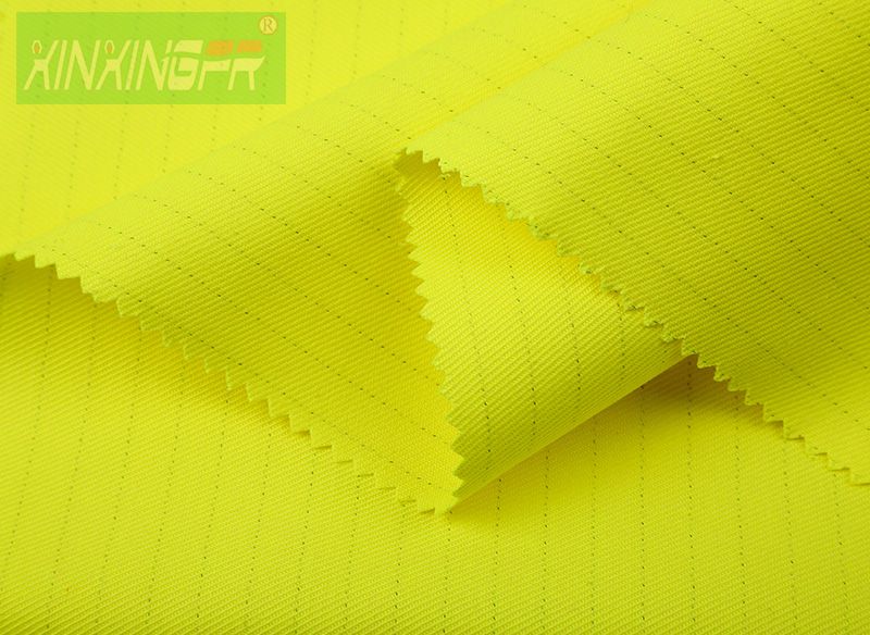 350gsm CVC60/39/1 FR AST water repellent Hi-Vis fluorescent yellow Fire Proof fabric